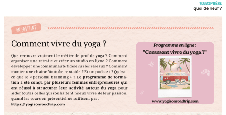 Accompagnement pour aider les profs de yoga à développer leur activité